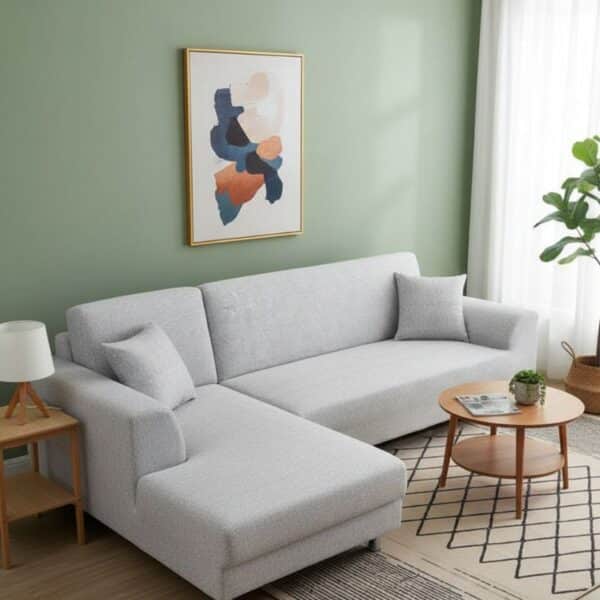 Housse De Canapé Angle Réversible Moderne En Tissu Élastique Et Résistant