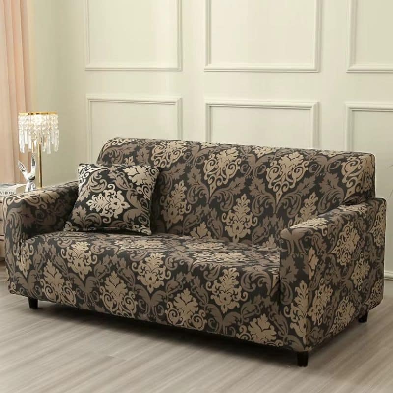 2-8 Housse de Canapé 2 Places Extensible À Motif Baroque