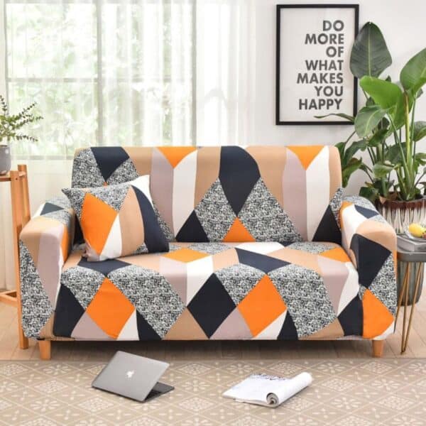 Housse de Canapé 2 Places Extensible À Motif Multicolore