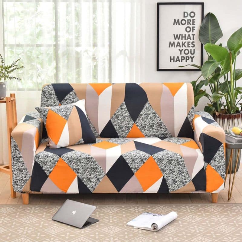Housse de Canapé 2 Places Extensible À Motif Multicolore Housse de Canapé 2 Places Extensible À Motif Multicolore
