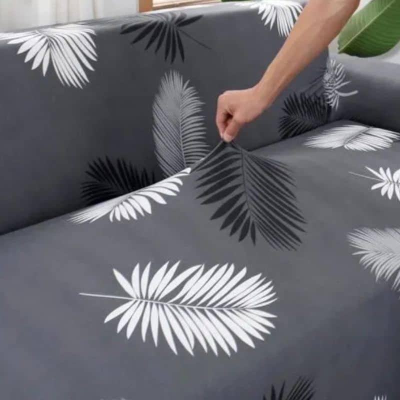 Housse de Canapé 2 Places Extensible À Motif Plume Housse de Canapé 2 Places Extensible À Motif Plume