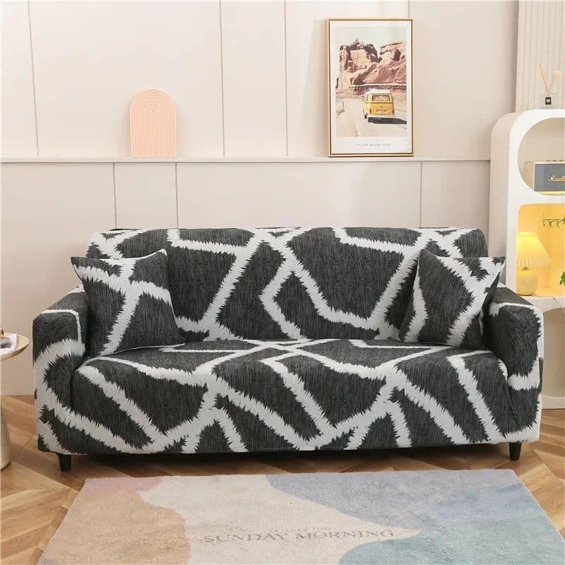 Housse de Canapé 3 Places Extensible À Motif Graphique Moderne Housse de Canapé 3 Places Extensible À Motif Graphique Moderne