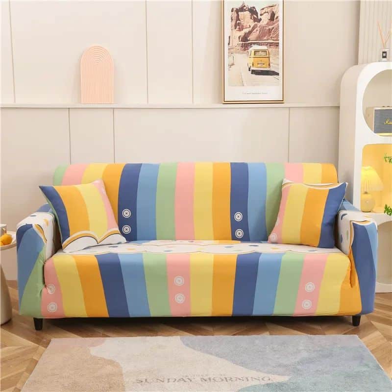 Housse de Canapé 3 Places Extensible Style Rayures Housse de Canapé 3 Places Extensible Style Rayures