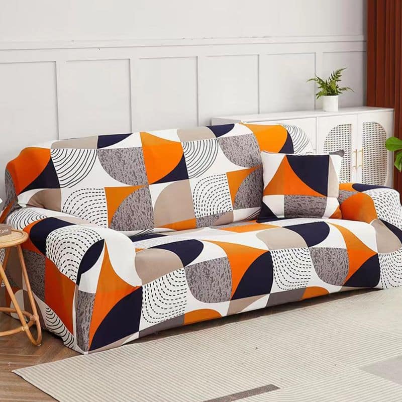 Housse de Canapé 2 Places Extensible À Motif Colorés Housse de Canapé 2 Places Extensible À Motif Colorés