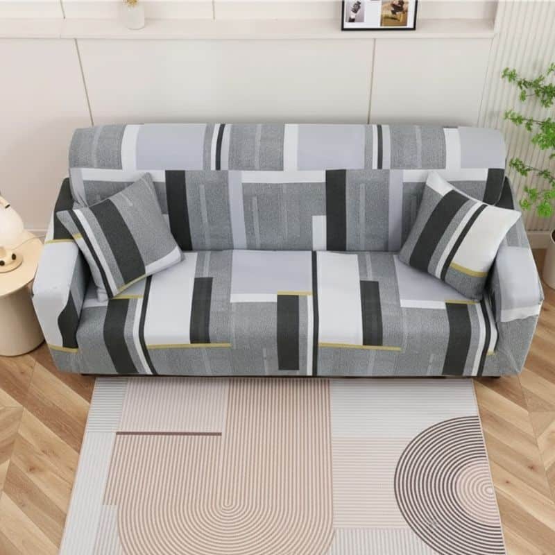 Housse de Canapé 3 Places Extensible Style Graphique Élégant Housse de Canapé 3 Places Extensible Style Graphique Élégant