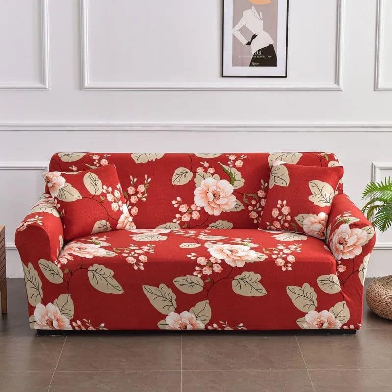 Housse De Canapé 2 Places Classique Rouge À Motif Floral Romantique Housse De Canapé 2 Places Classique Rouge À Motif Floral Romantique