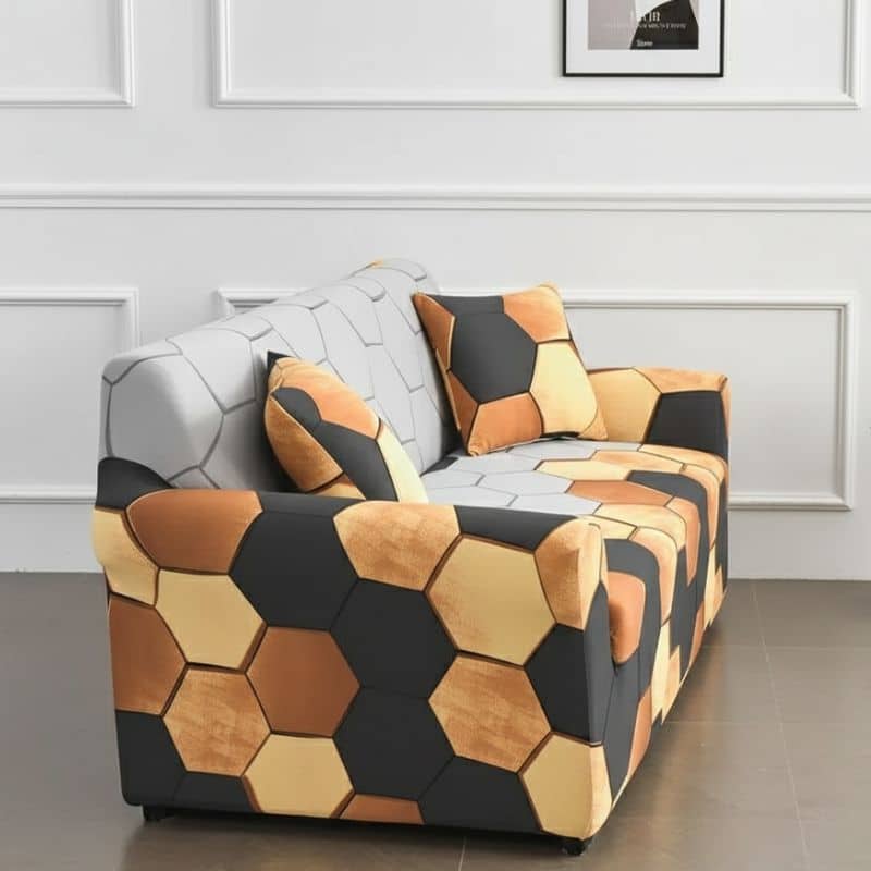 Housse De Canapé 2 Places Classique À Motif Hexagonal Moderne Housse De Canapé 2 Places Classique À Motif Hexagonal Moderne