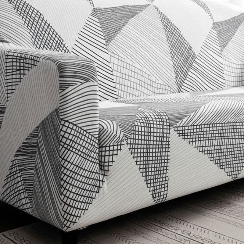 Housse de Canapé 2 Places Extensible À Motif Graphique Housse de Canapé 2 Places Extensible À Motif Graphique