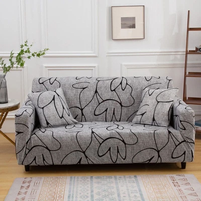 Housse de Canapé 2 Places Extensible À Motif Floral Abstrait Housse de Canapé 2 Places Extensible À Motif Floral Abstrait