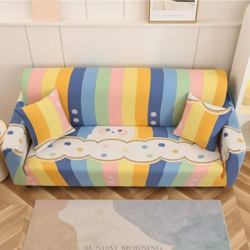 Housse de Canapé 3 Places Extensible Style Rayures Housse de Canapé 3 Places Extensible Style Rayures