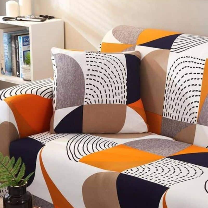 Housse de Canapé 2 Places Extensible À Motif Colorés Housse de Canapé 2 Places Extensible À Motif Colorés