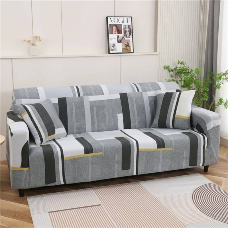 Housse de Canapé 3 Places Extensible Style Graphique Élégant Housse de Canapé 3 Places Extensible Style Graphique Élégant