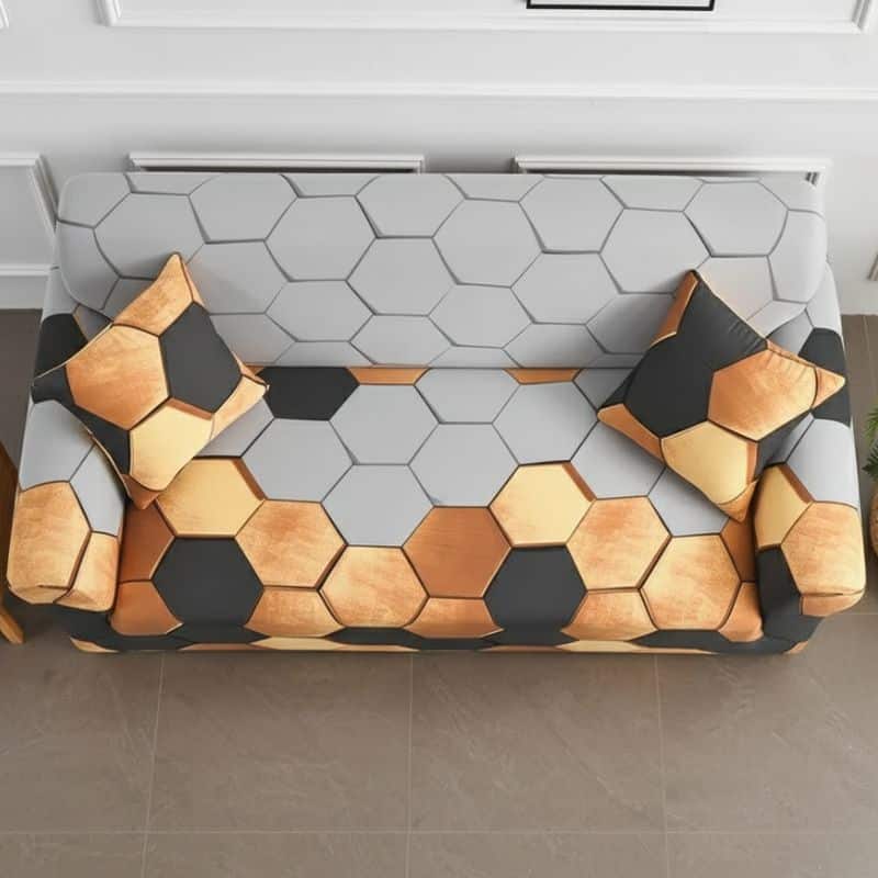 Housse De Canapé 2 Places Classique À Motif Hexagonal Moderne Housse De Canapé 2 Places Classique À Motif Hexagonal Moderne