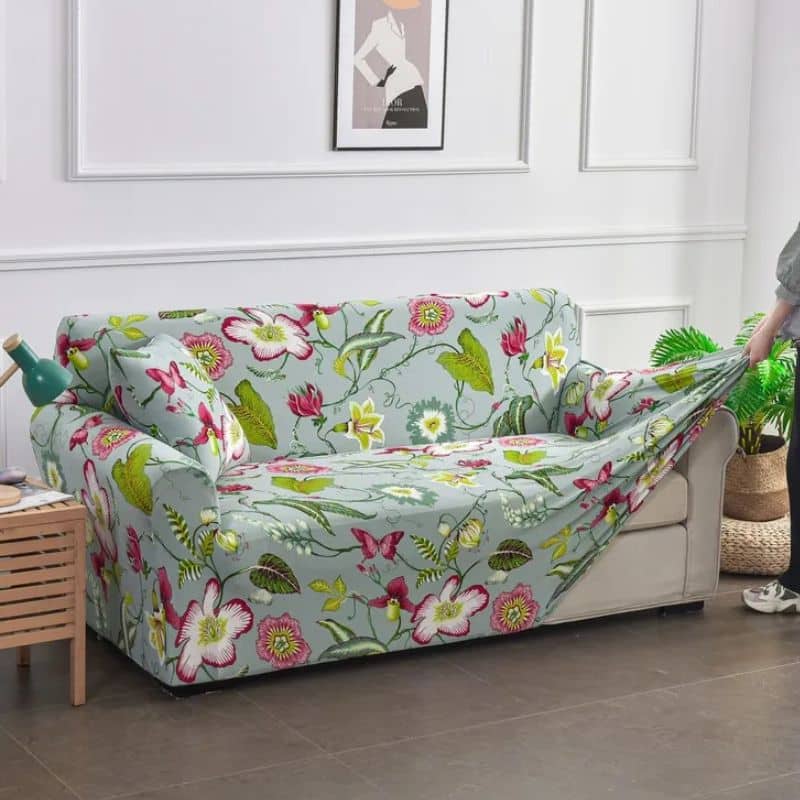 Housse De Canapé 2 Places Classique Style Printanier Vert Et Rose Housse De Canapé 2 Places Classique Style Printanier Vert Et Rose