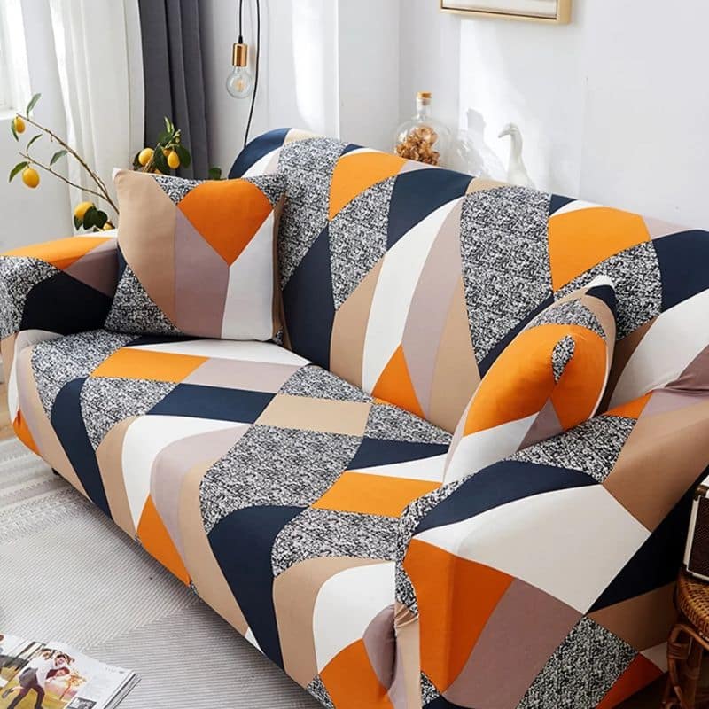 Housse de Canapé 2 Places Extensible À Motif Multicolore Housse de Canapé 2 Places Extensible À Motif Multicolore