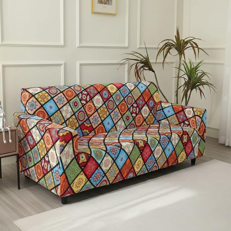 5-13 Housse de Canapé 2 Places Extensible À Motif Bohème