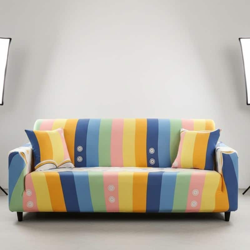 Housse de Canapé 3 Places Extensible Style Rayures Housse de Canapé 3 Places Extensible Style Rayures