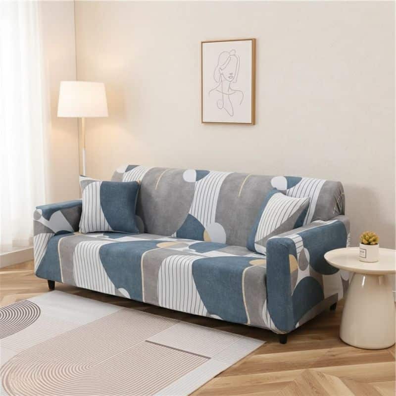 5-39 Housse de Canapé 3 Places Extensible Design Abstrait Contemporain