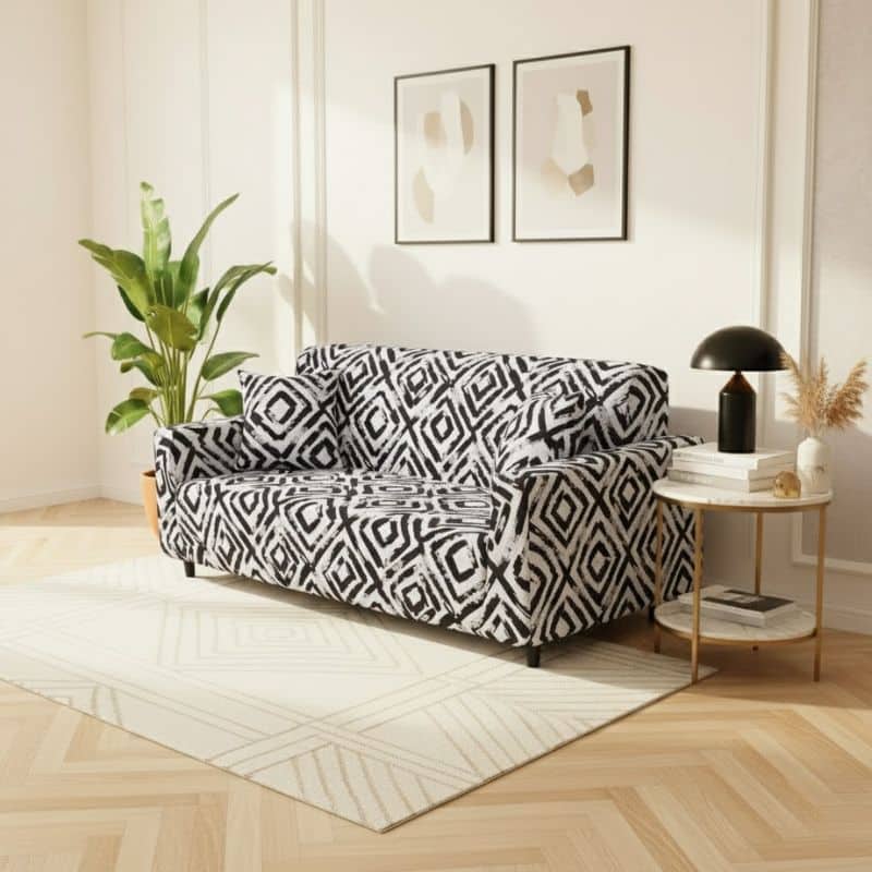 5-42 Housse de Canapé 3 Places Extensible Style Tribal Contemporain