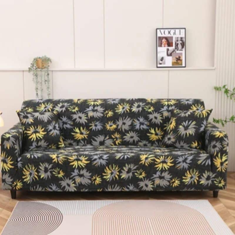 5-44 Housse de Canapé 3 Places Extensibles Style Floral