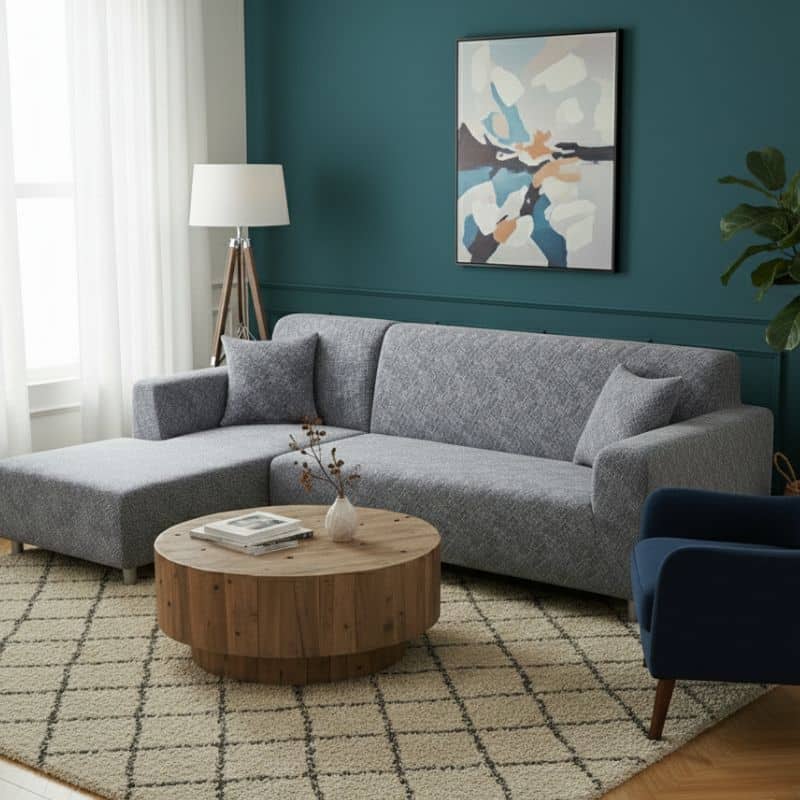 5-58 Housse De Canapé Angle Réversible Et Extensible En Tissu Élastique