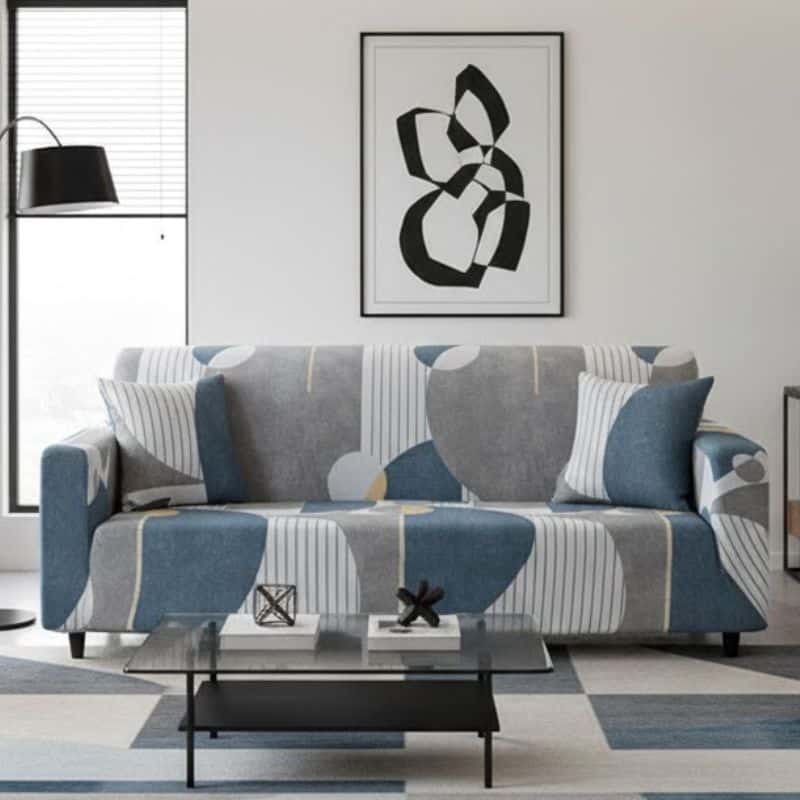 6-38 Housse de Canapé 3 Places Extensible Design Abstrait Contemporain