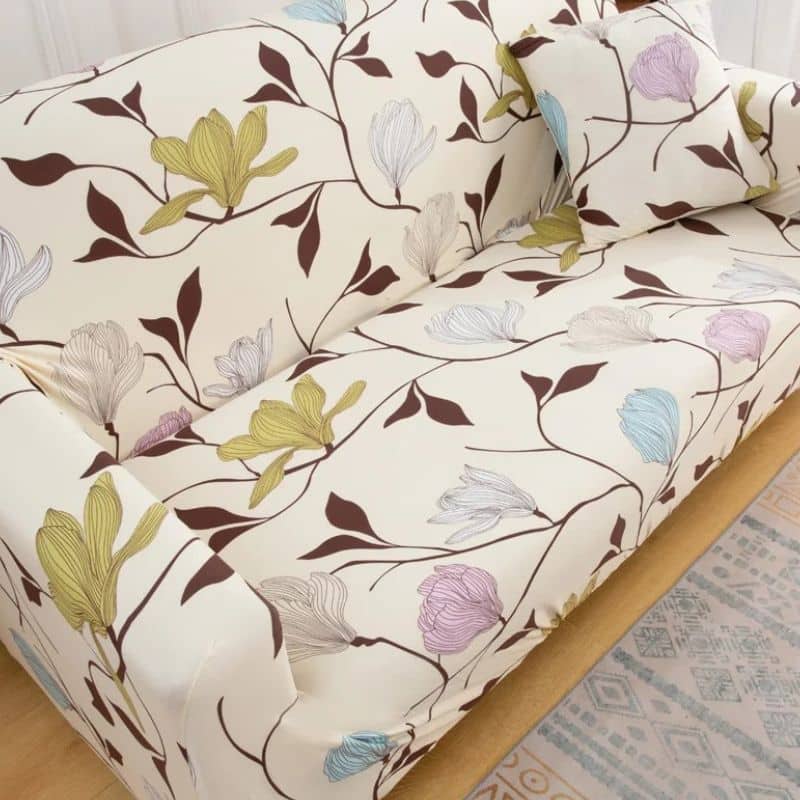 Housse de Canapé 2 Places Extensible À Motif Floral Housse de Canapé 2 Places Extensible À Motif Floral