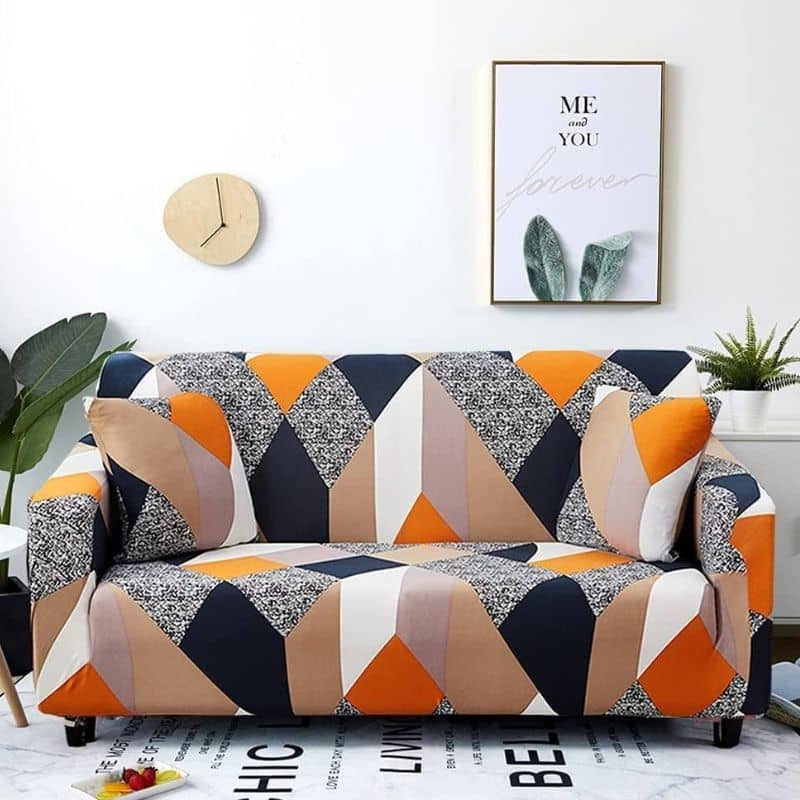 Housse de Canapé 2 Places Extensible À Motif Multicolore Housse de Canapé 2 Places Extensible À Motif Multicolore