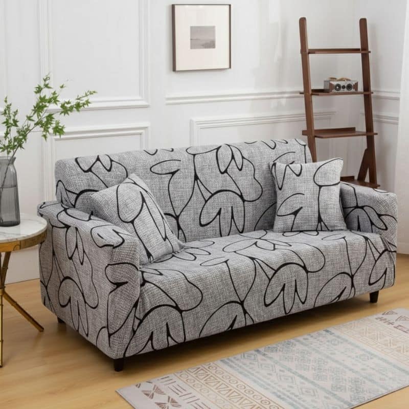 7-10 Housse de Canapé 2 Places Extensible À Motif Floral Abstrait