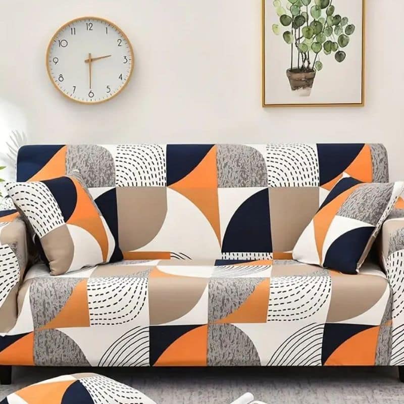 7-3 Housse de Canapé 2 Places Extensible À Motif Colorés