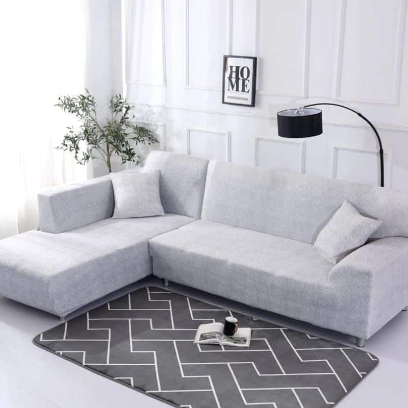 7-52 Housse De Canapé Angle Réversible Moderne En Tissu Élastique Et Résistant