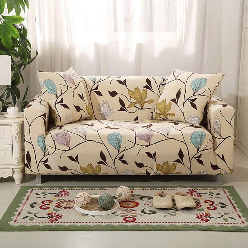 7-7 Housse de Canapé 2 Places Extensible À Motif Floral