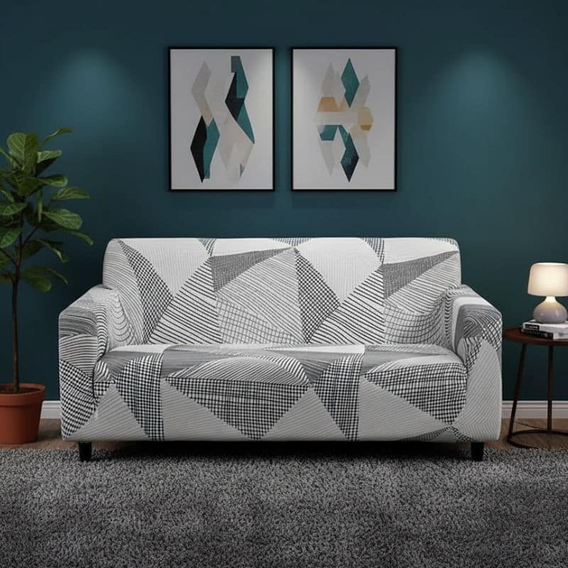 7 Housse de Canapé 2 Places Extensible À Motif Graphique