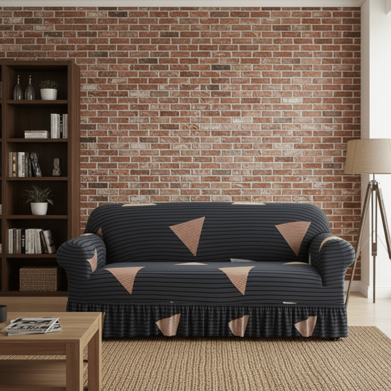 7 Housse de Canapé 3 Places Extensible Style Triangle