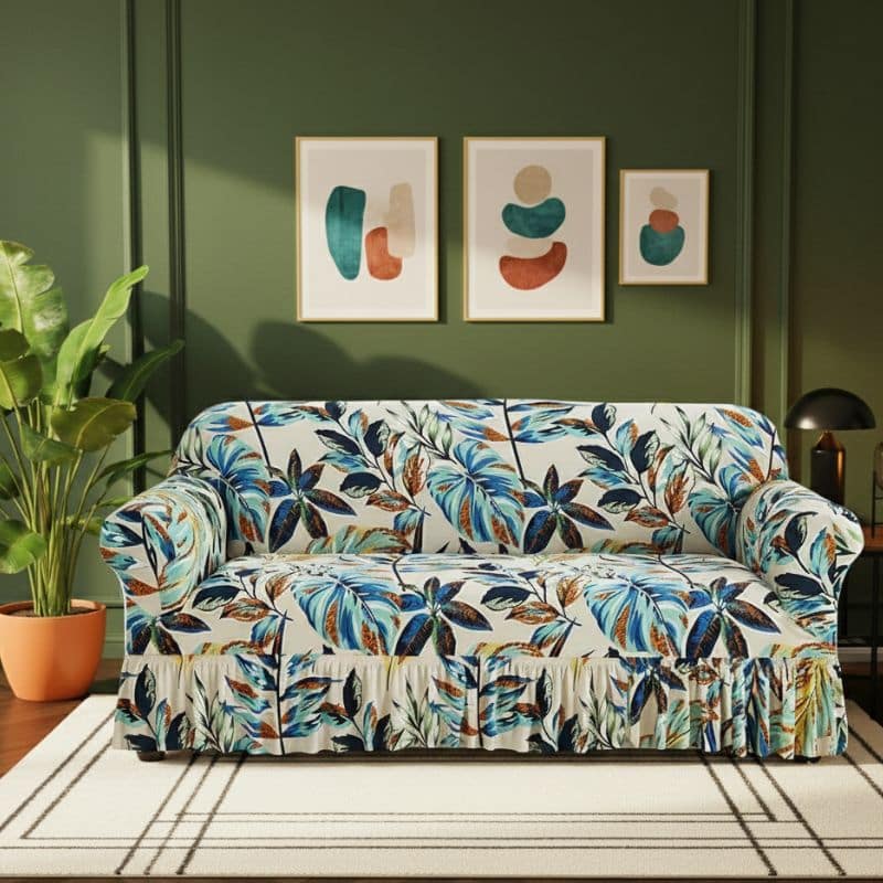8-18 Housse de Canapé 3 Places Extensible Style Tropical