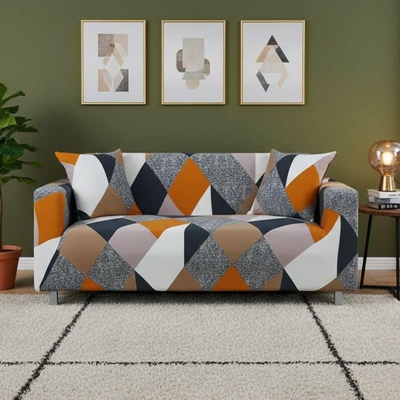 8-3 Housse de Canapé 2 Places Extensible À Motif Patchwork