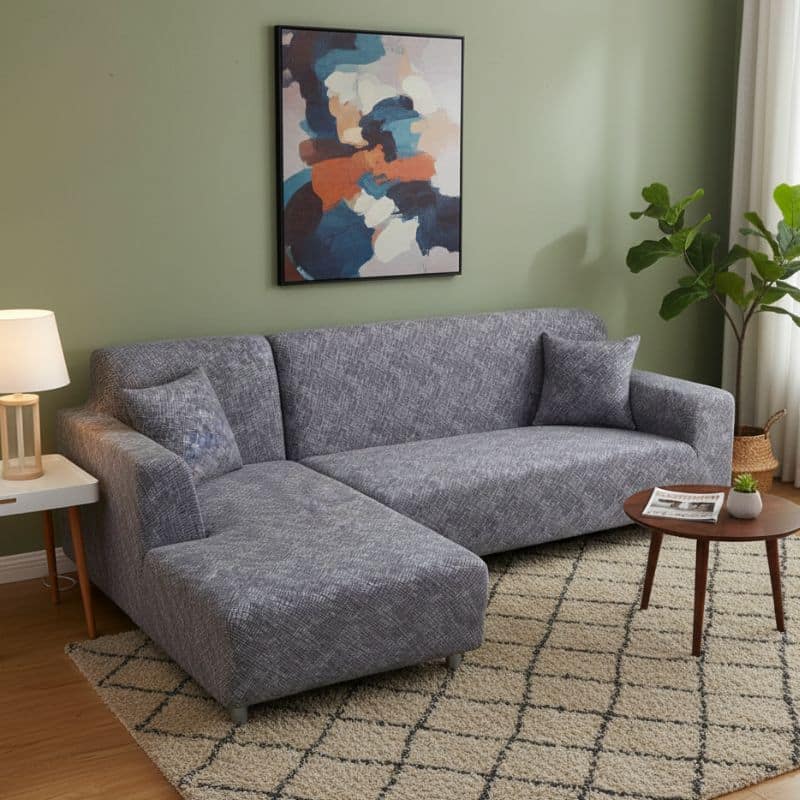 8-30 Housse De Canapé Angle Réversible Et Extensible En Tissu Élastique