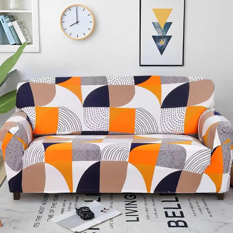 8-4 Housse de Canapé 2 Places Extensible À Motif Colorés