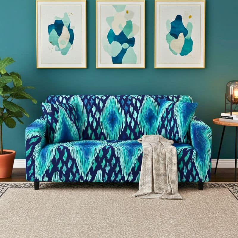8-5 Housse de Canapé 2 Places Extensible À Motif Ikat