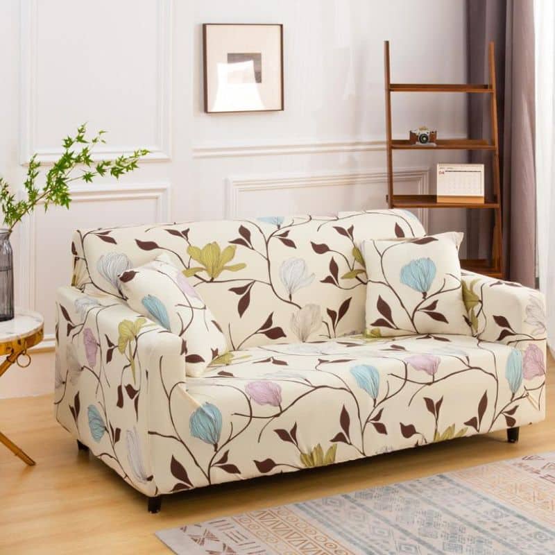 8-8 Housse de Canapé 2 Places Extensible À Motif Floral