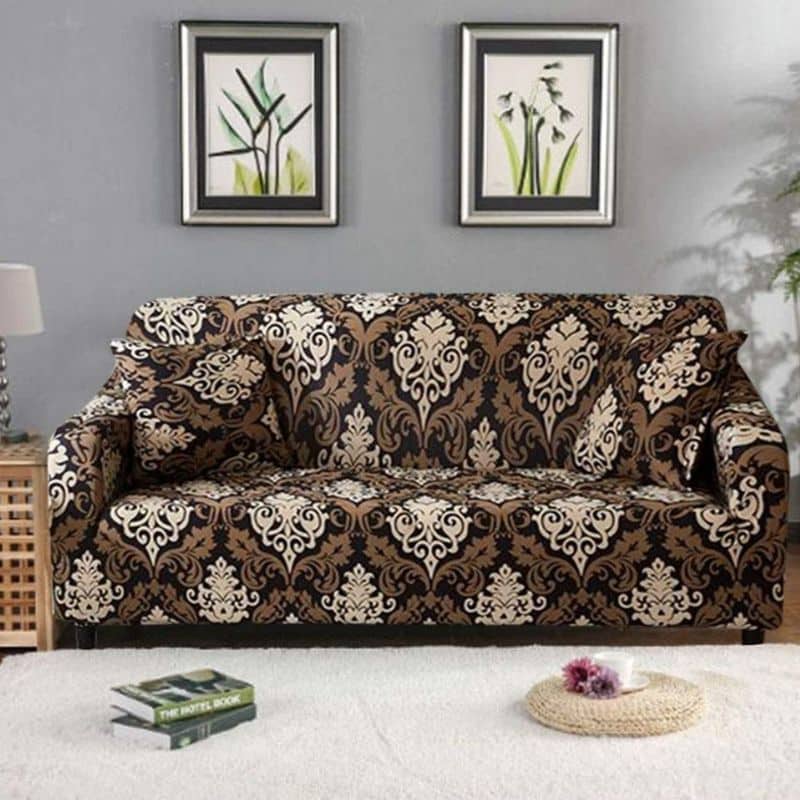 8-9 Housse de Canapé 2 Places Extensible À Motif Baroque