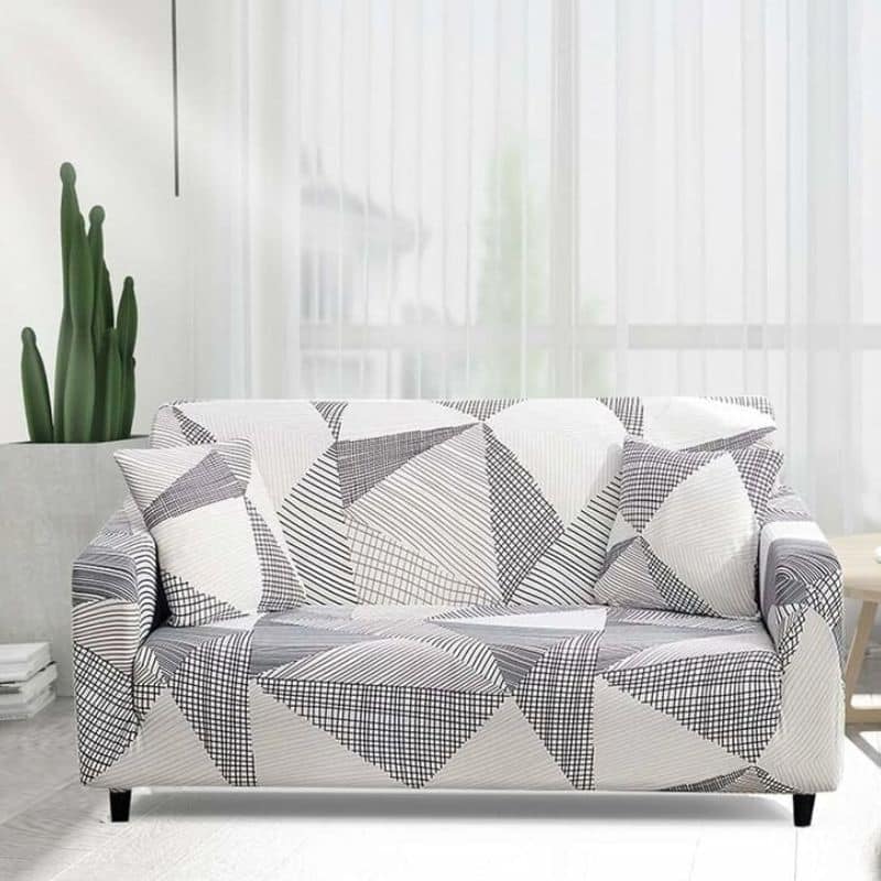 8 Housse de Canapé 2 Places Extensible À Motif Graphique