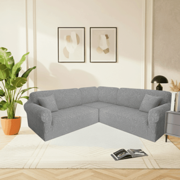 Housse De Canapé Angle Réversible En Jacquard Luxueuse Pour 7 Places