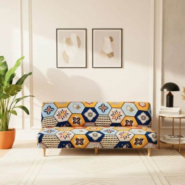 Housse De Canapé Convertible Et Extensible À Motif Hexagonal