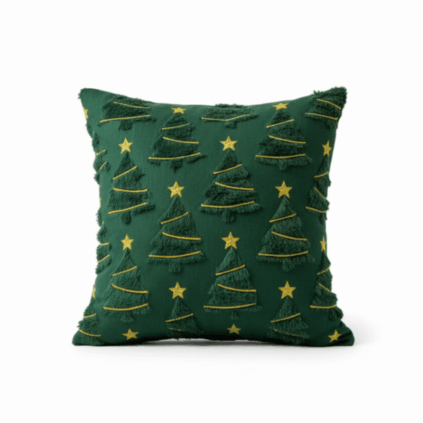 Housse de Coussin Verte À Motif Sapin de Noël