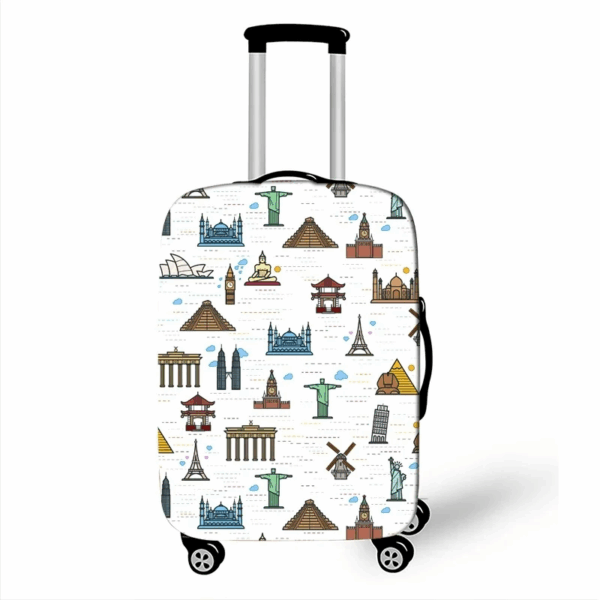 Housse de Valise Petite Taille aux Monuments Illustrés