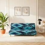 Housse De Canapé Convertible Et Extensible À Motif Ondulé Bleu