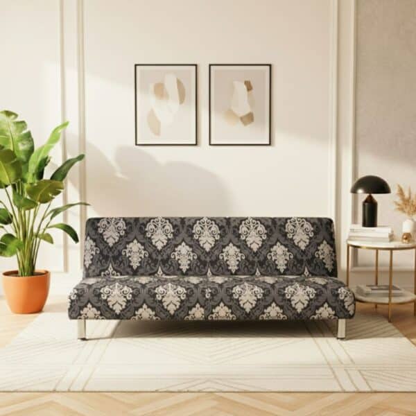 Housse De Canapé Convertible Style Baroque Noir Et Gris Élégante