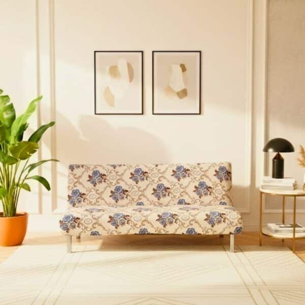 Housse De Canapé Convertible Style Baroque Floral Beige