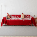 Protège-Canapé À Motifs de Rubans de Noël